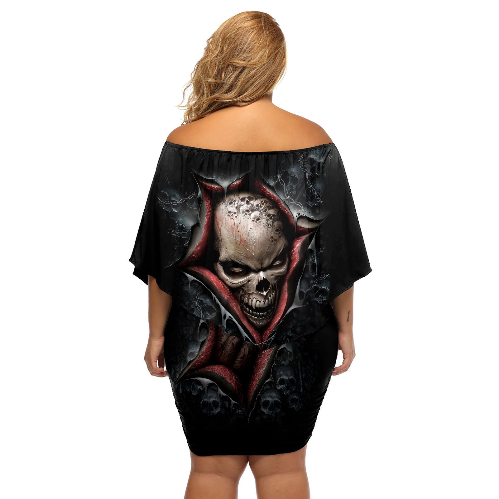 skull-off-shoulder-short-dress-skeleton-ripped-inside