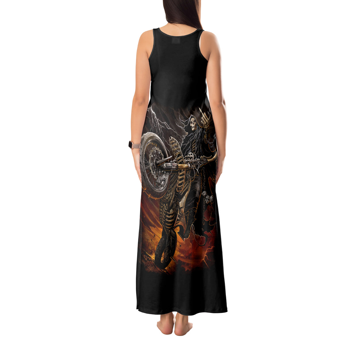 flaming-skull-tank-maxi-dress-death-angel-riding-motocycle