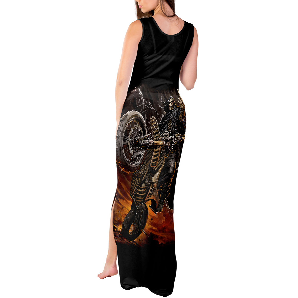 flaming-skull-tank-maxi-dress-death-angel-riding-motocycle
