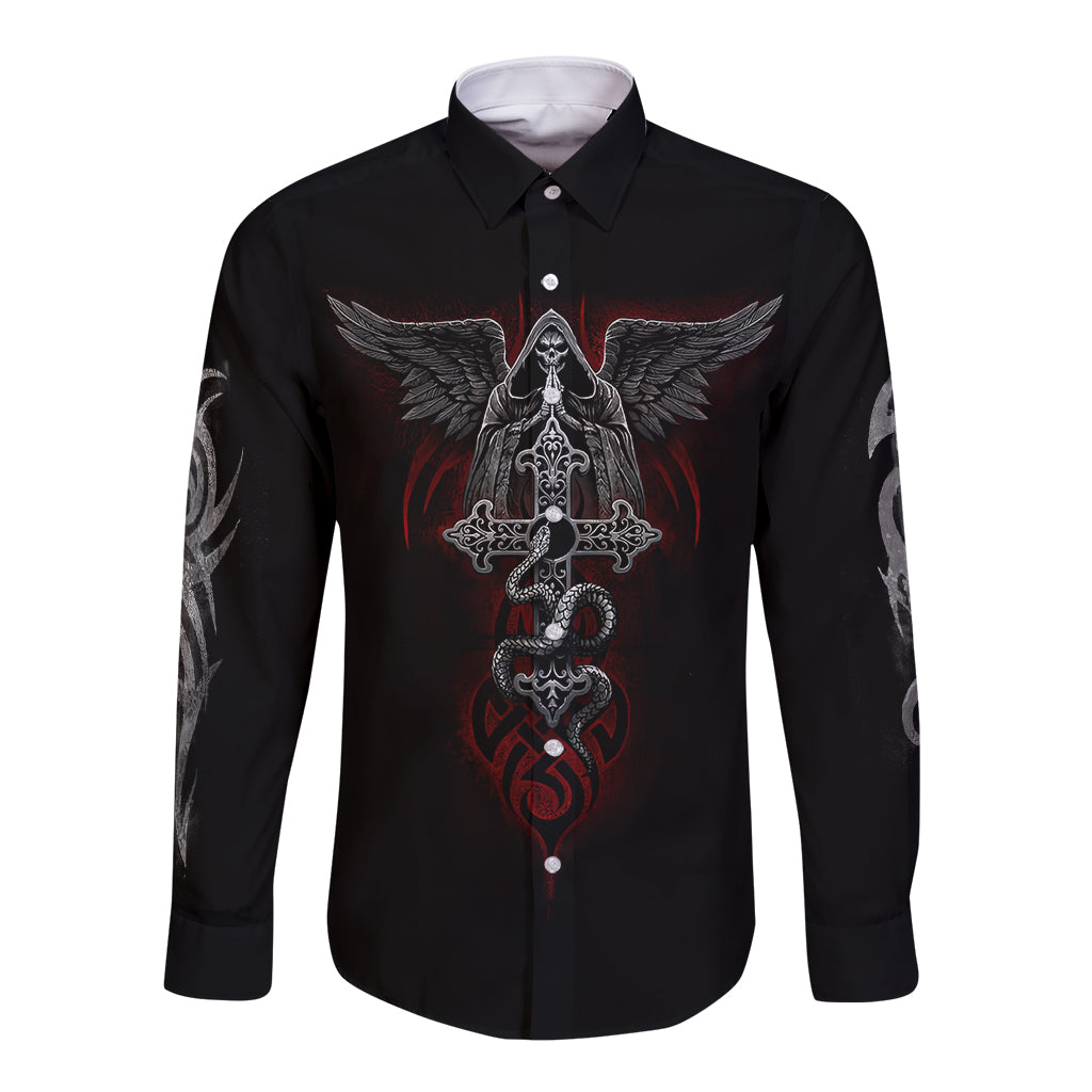 skull-long-sleeve-button-shirt-cross-snake-bloody-skull