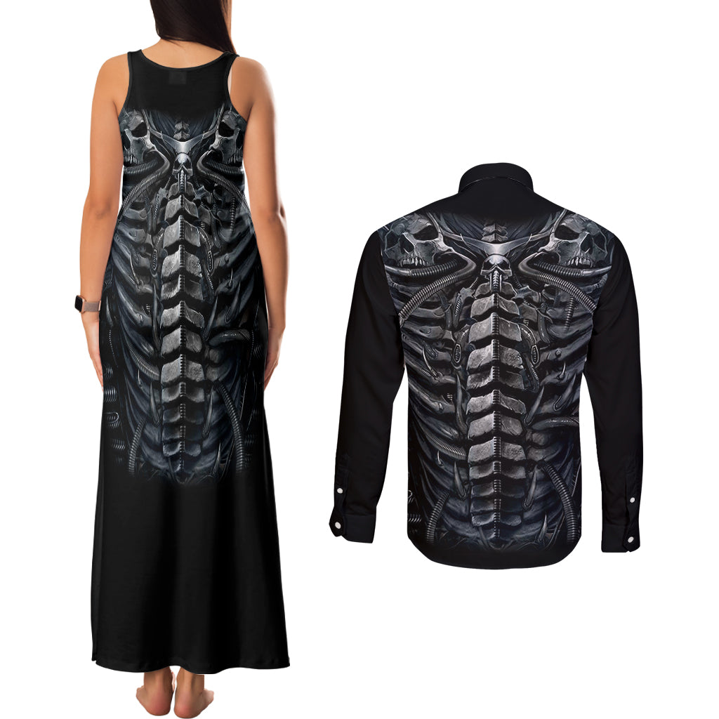 skull-couples-matching-tank-maxi-dress-and-long-sleeve-button-shirts-skeleton-inside
