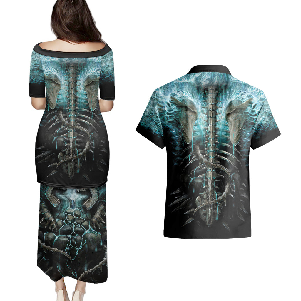 flame-twin-skull-couples-matching-puletasi-dress-and-hawaiian-shirt-skeleton-inside