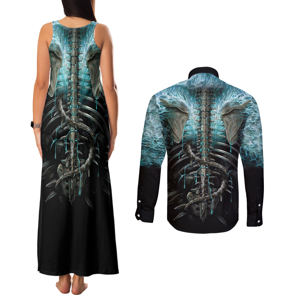 flame-twin-skull-couples-matching-tank-maxi-dress-and-long-sleeve-button-shirts-skeleton-inside