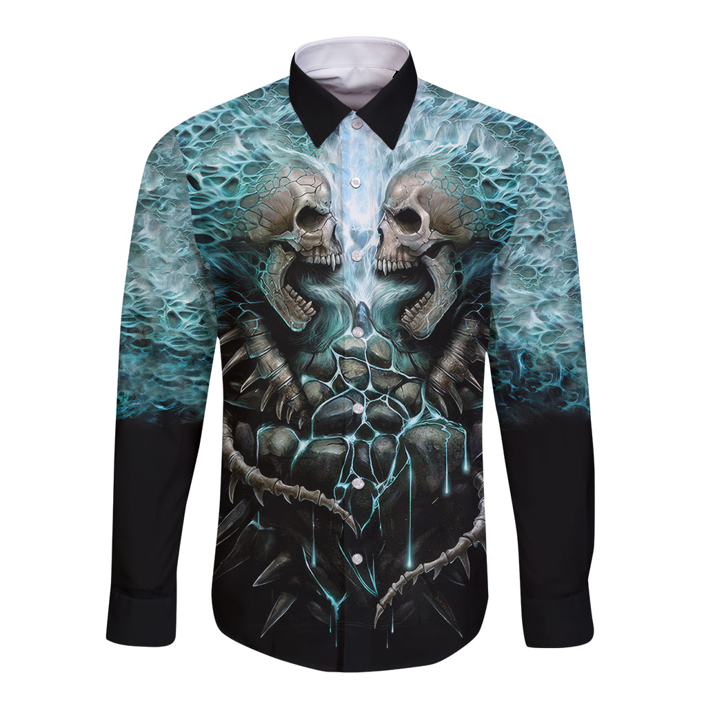 flame-twin-skull-long-sleeve-button-shirt-skeleton-inside