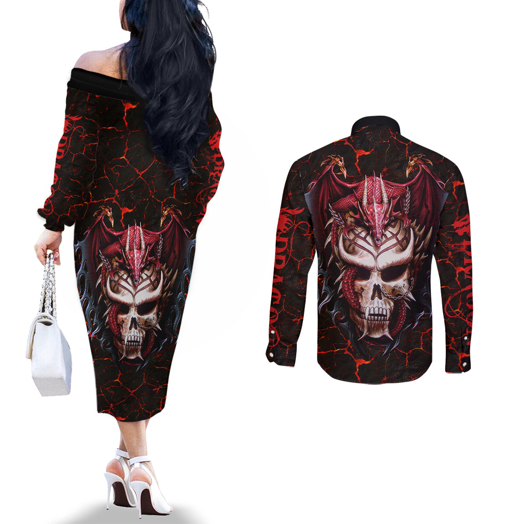 infernal-draconic-skull-couples-matching-off-the-shoulder-long-sleeve-dress-and-long-sleeve-button-shirts-embracing-the-fiery-soul