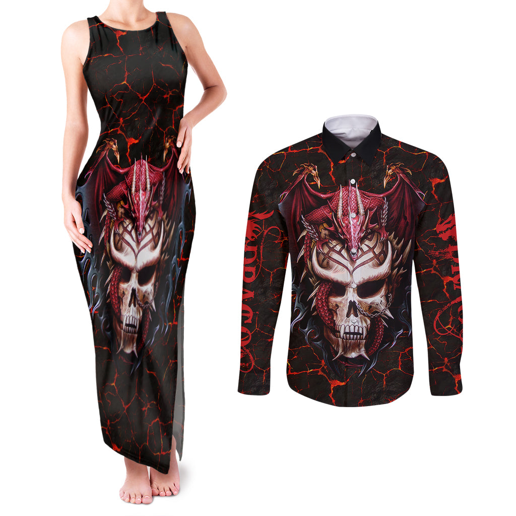 infernal-draconic-skull-couples-matching-tank-maxi-dress-and-long-sleeve-button-shirts-embracing-the-fiery-soul