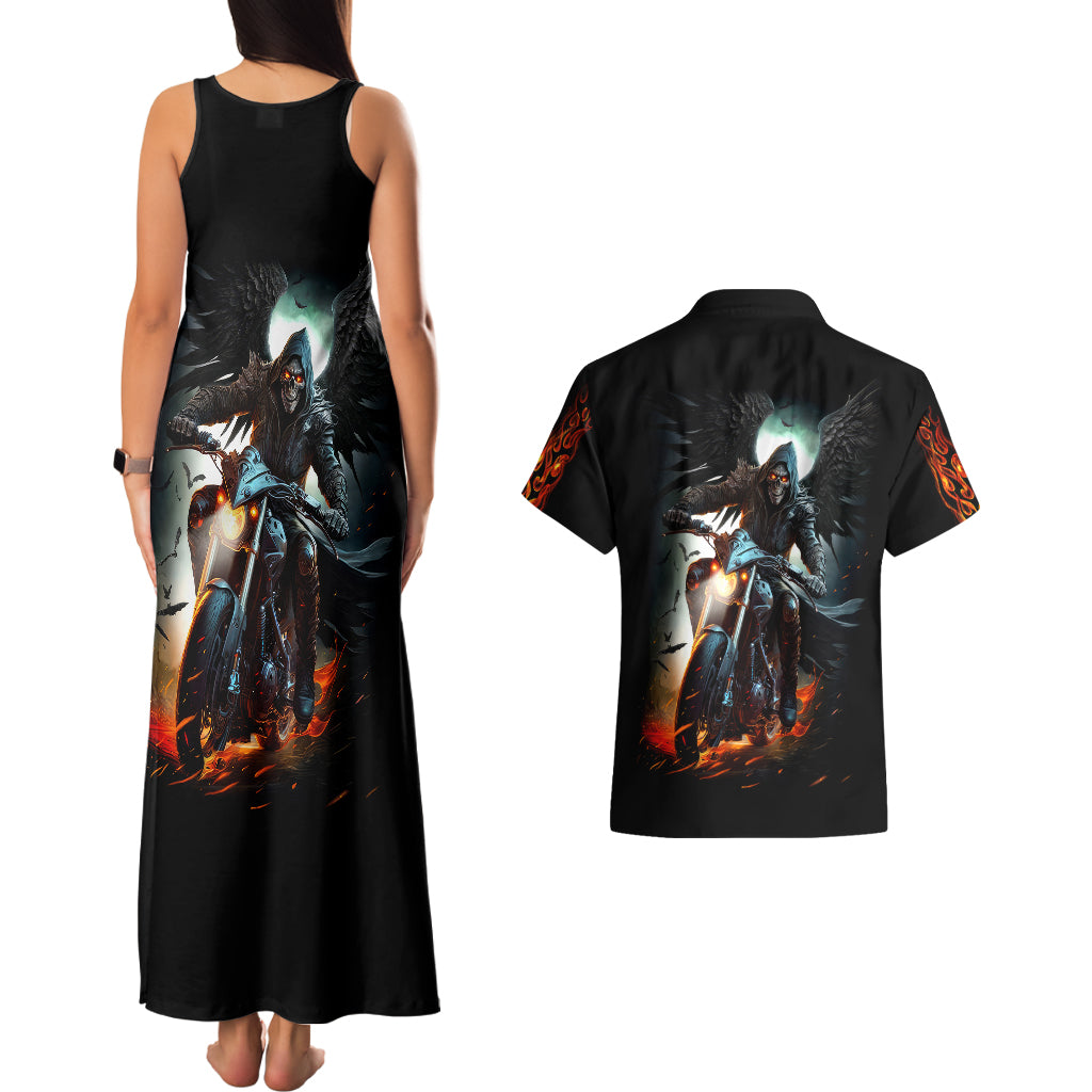 flaming-skull-couples-matching-tank-maxi-dress-and-hawaiian-shirt-celestial-riders-with-angel-wings