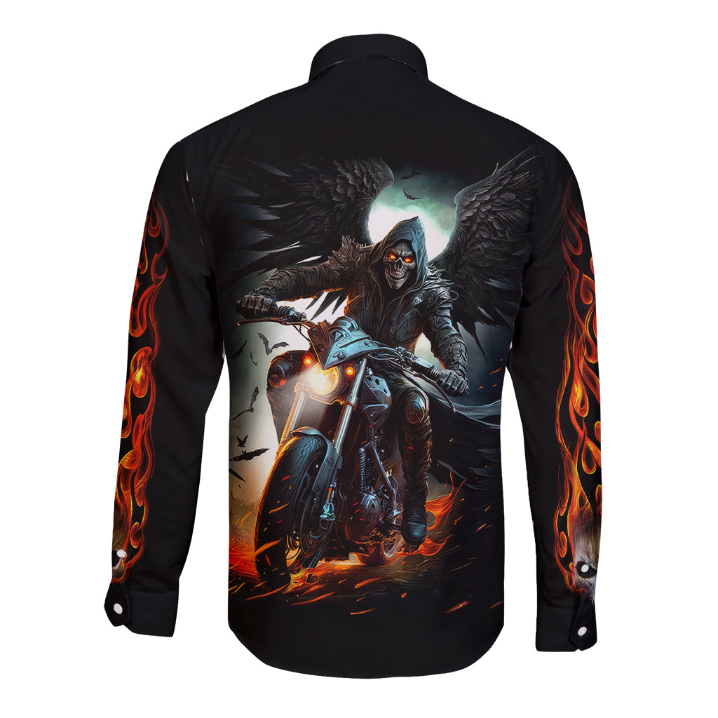 flaming-skull-long-sleeve-button-shirt-celestial-riders-with-angel-wings