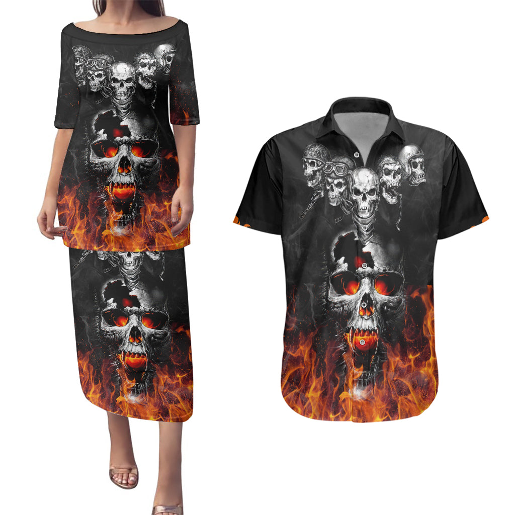 flaming-skull-hoodie-couples-matching-puletasi-dress-and-hawaiian-shirt-spectral-pyre