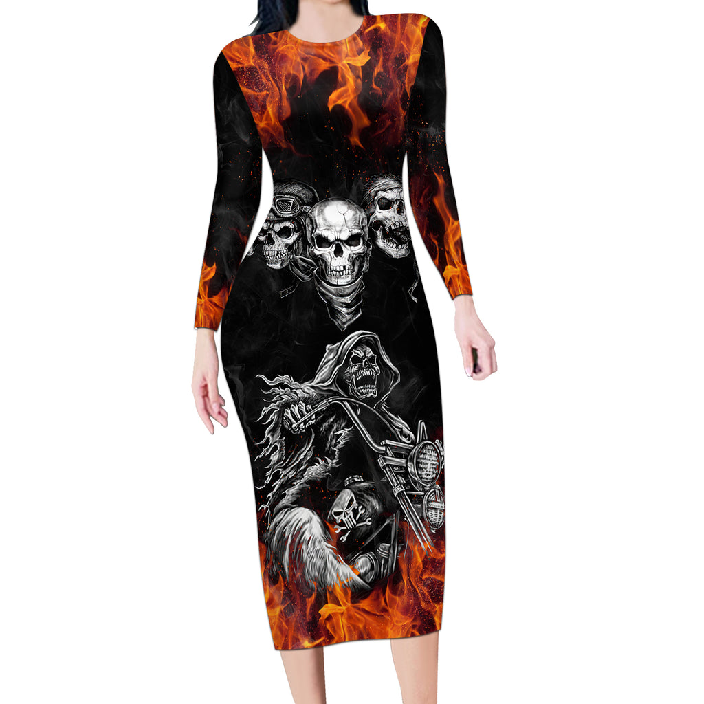 skull-long-sleeve-bodycon-dress-five-skull-with-motocycle