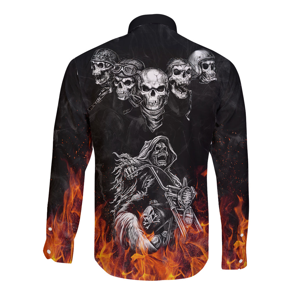 skull-long-sleeve-button-shirt-five-skull-with-motocycle