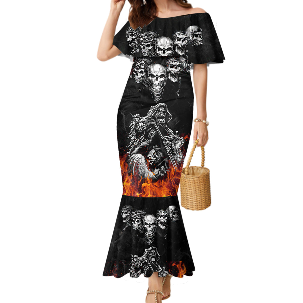 skull-mermaid-dress-five-skull-with-motocycle