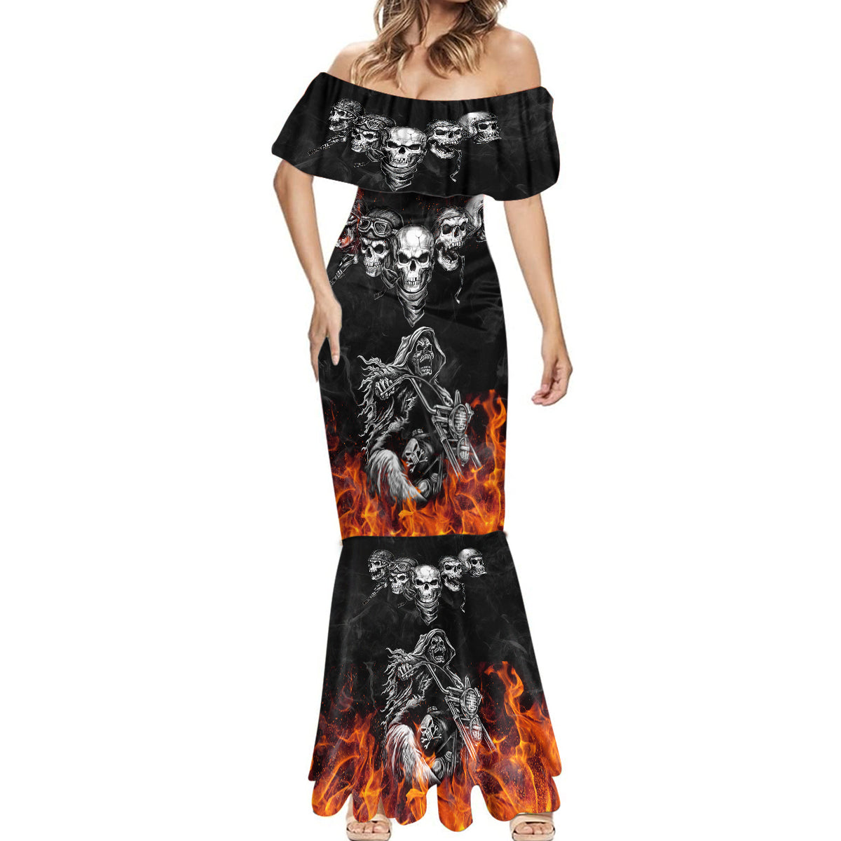 skull-mermaid-dress-five-skull-with-motocycle