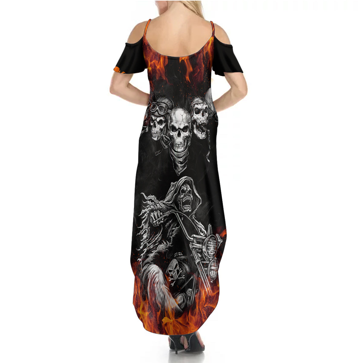 skull-summer-maxi-dress-five-skull-with-motocycle