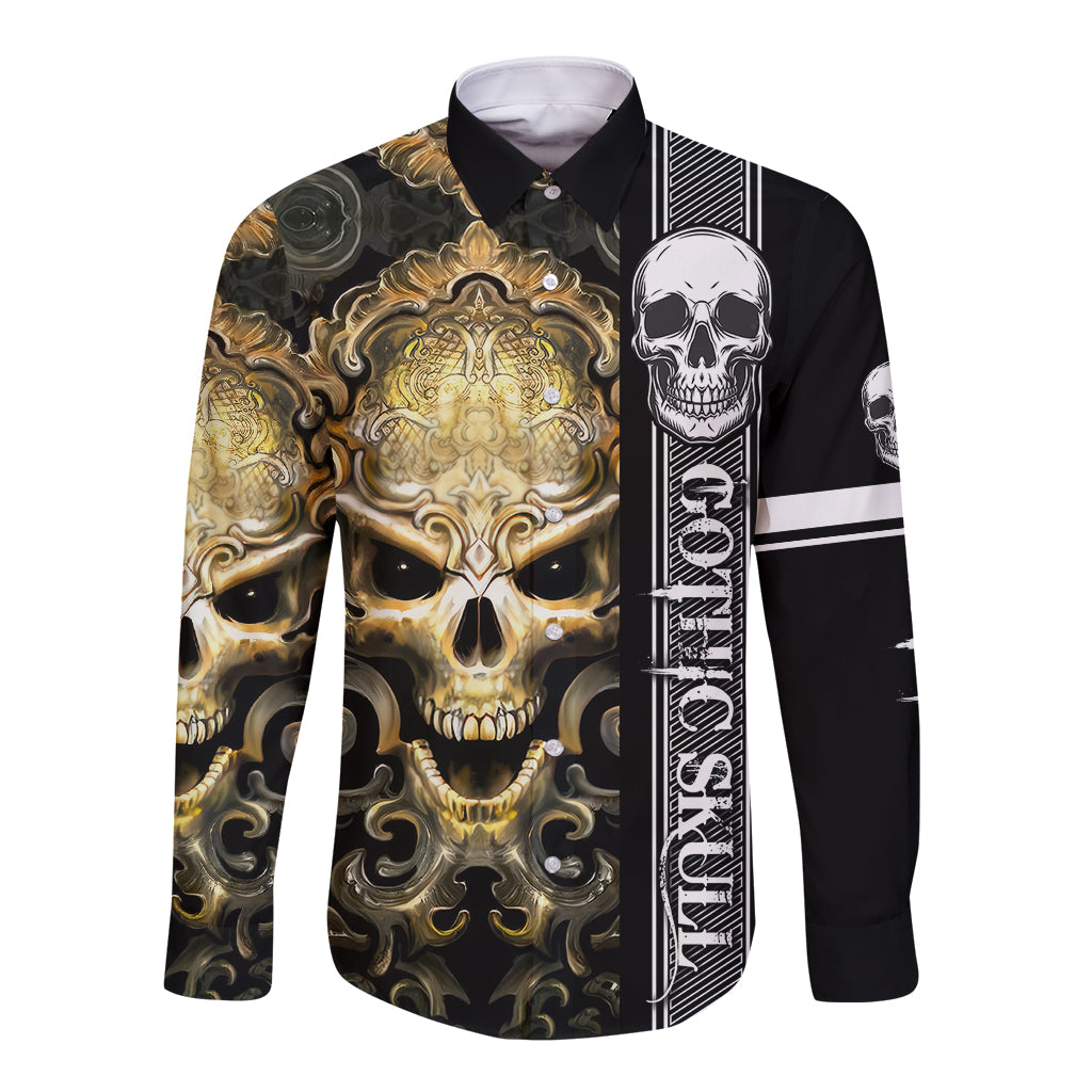 golden-gothic-skull-long-sleeve-button-shirt-embracing-ancient-elegance
