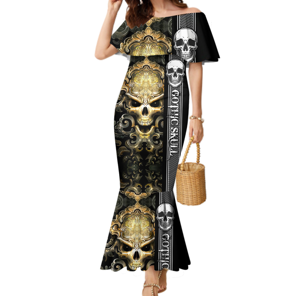 golden-gothic-skull-mermaid-dress-embracing-ancient-elegance