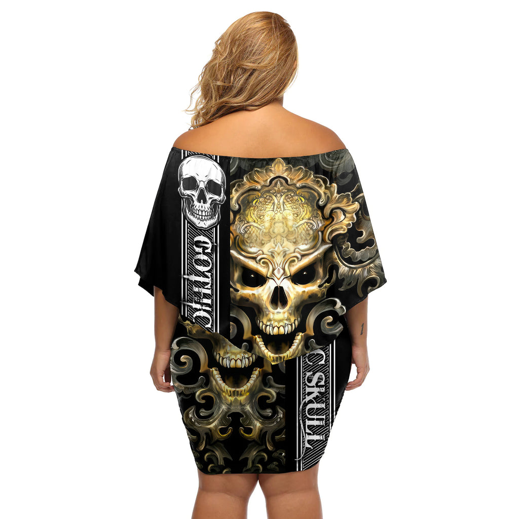 golden-gothic-skull-off-shoulder-short-dress-embracing-ancient-elegance