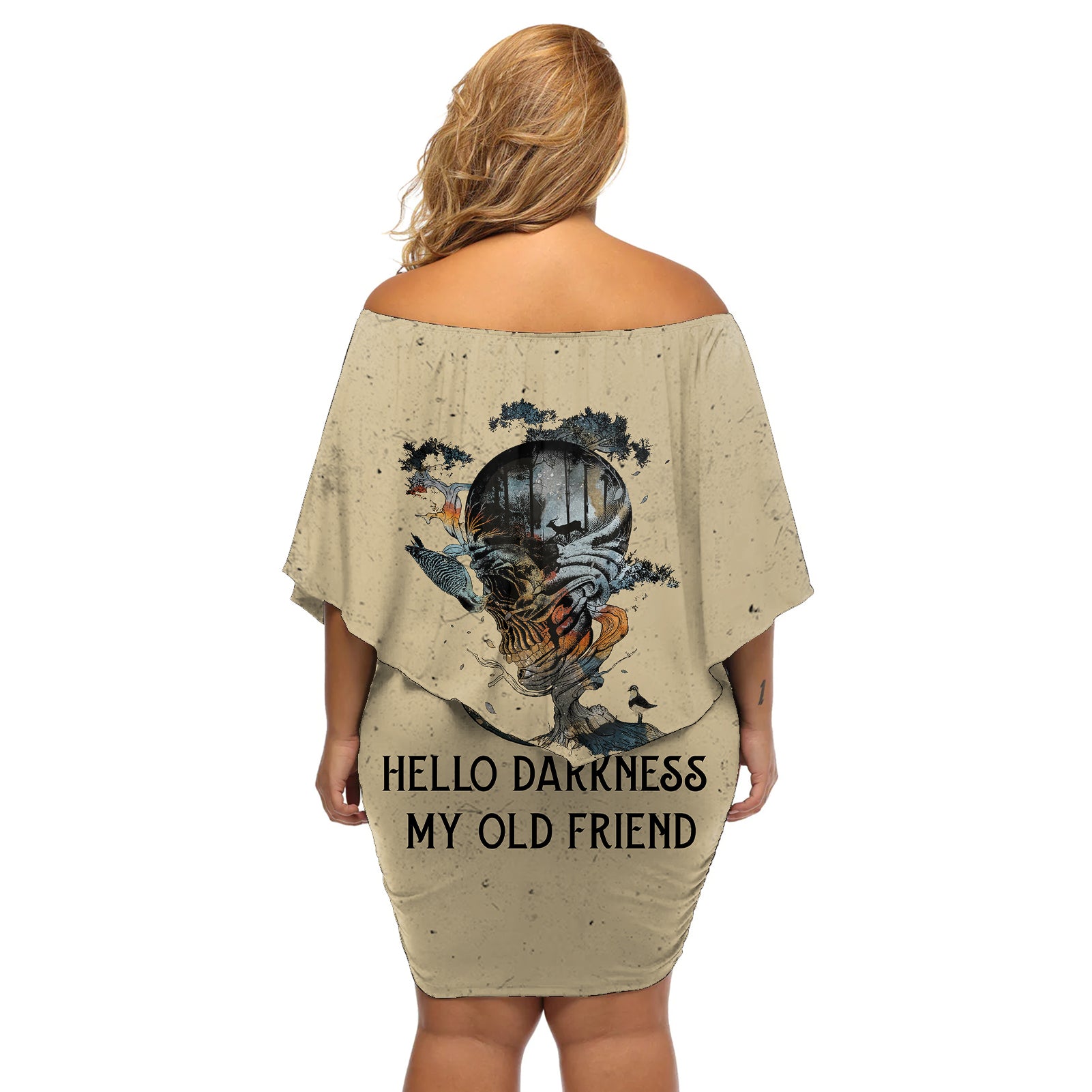 skull-off-shoulder-short-dress-hello-darkness-my-old-friend