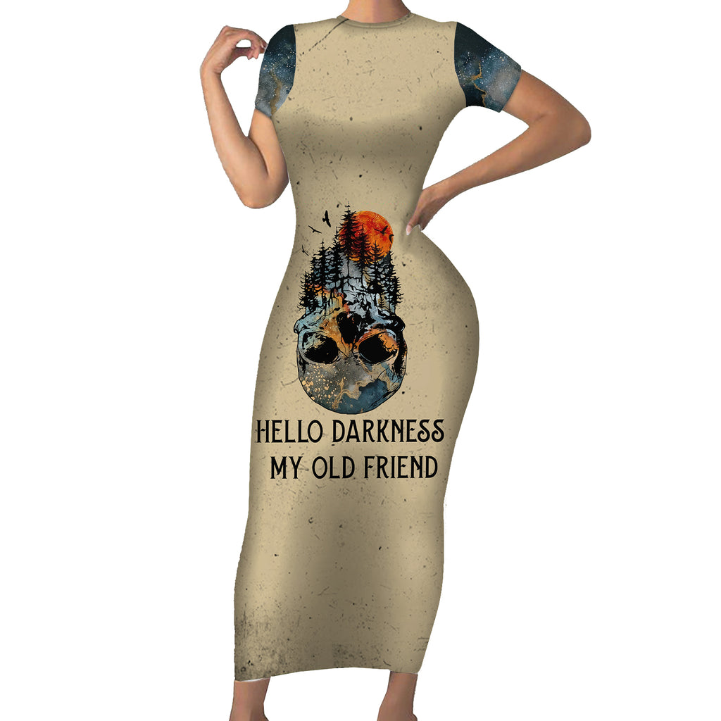 skull-short-sleeve-bodycon-dress-hello-darkness-my-old-friend