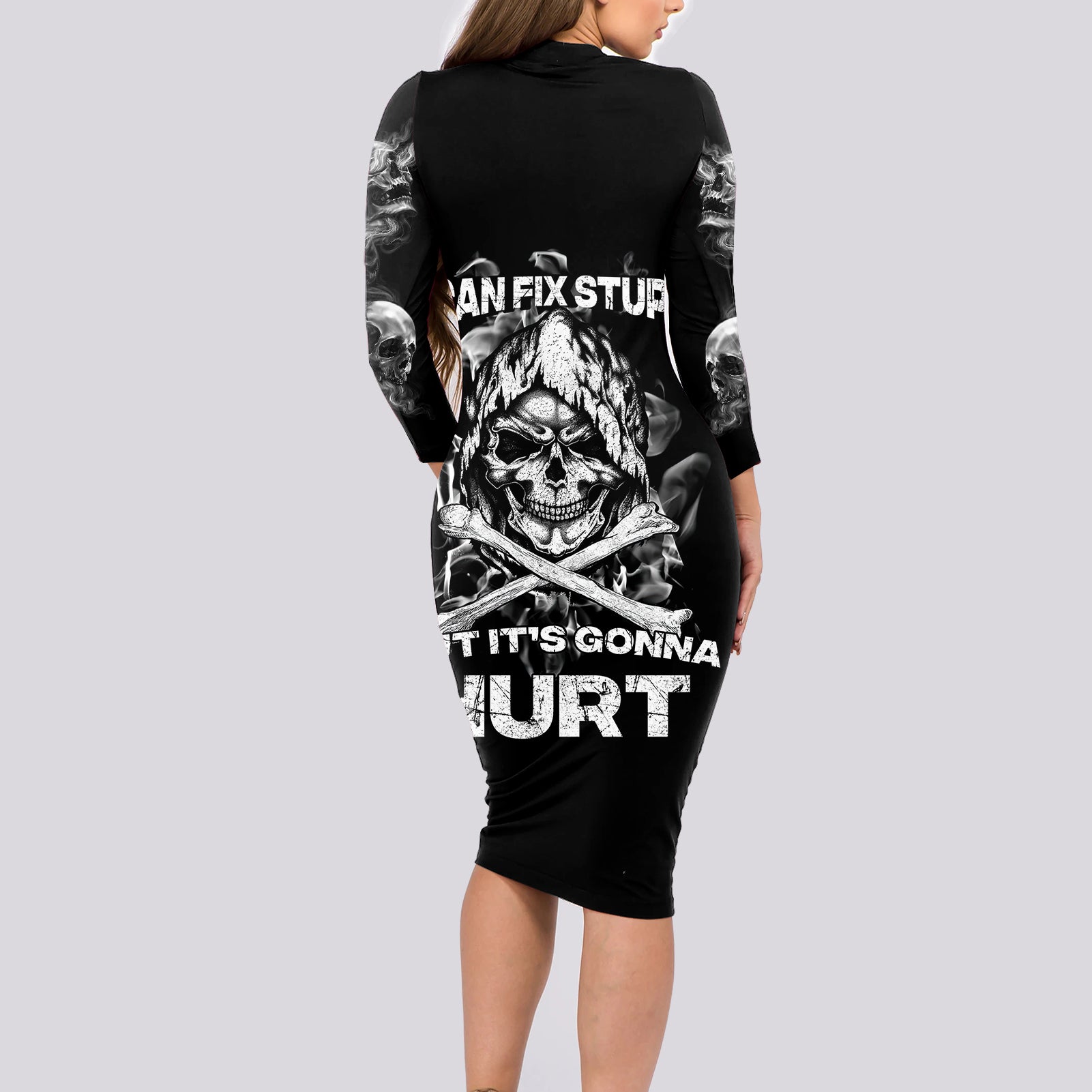 skull-long-sleeve-bodycon-dress-i-can-fix-stupid