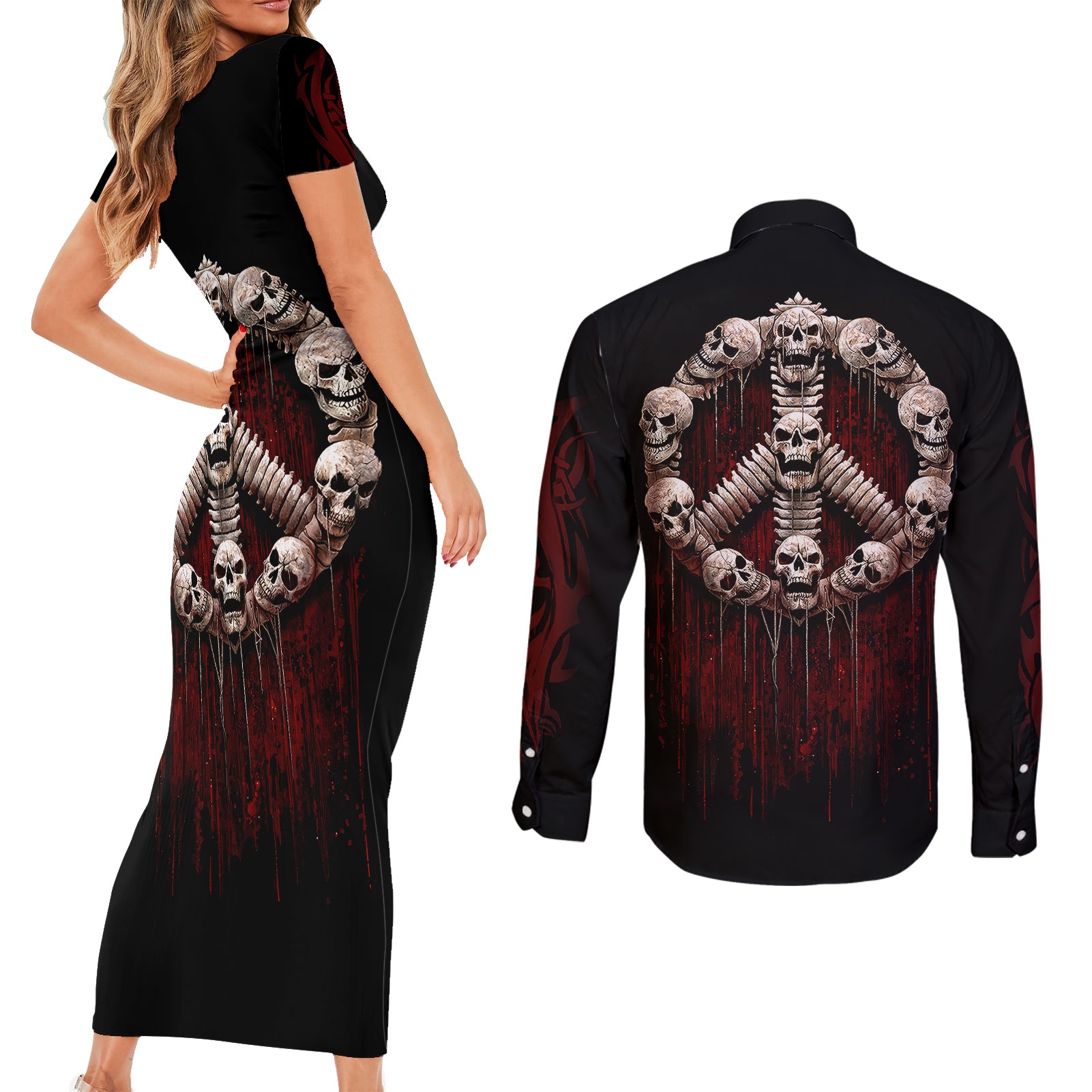 reaper-couples-matching-short-sleeve-bodycon-dress-and-long-sleeve-button-shirts-uncle-death-angel-peace-skull