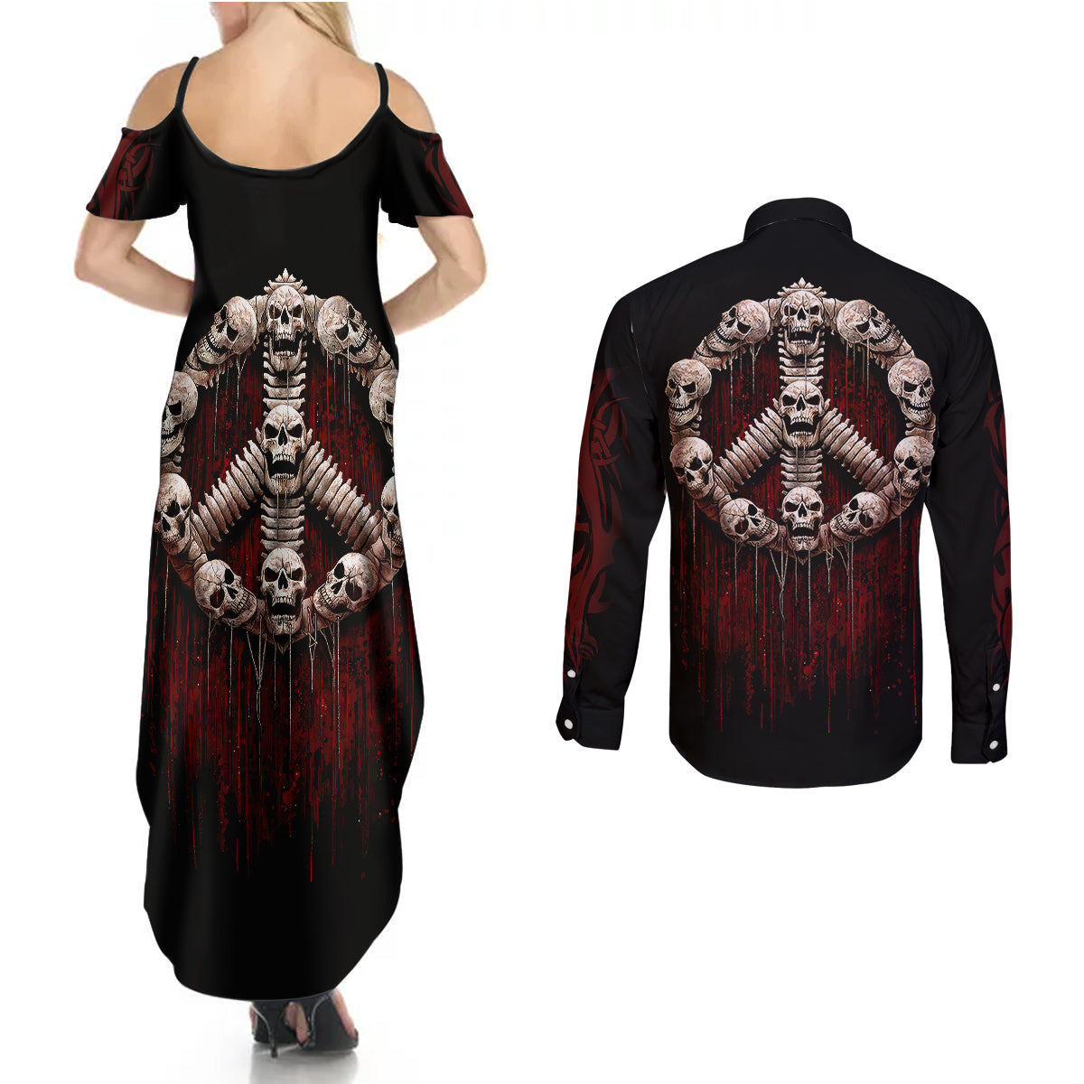 reaper-couples-matching-summer-maxi-dress-and-long-sleeve-button-shirts-uncle-death-angel-peace-skull