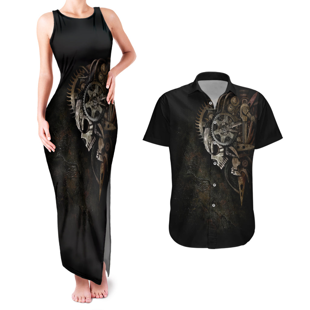 unveiling-the-mechanical-skull-couples-matching-tank-maxi-dress-and-hawaiian-shirt-cybernetic-enigma