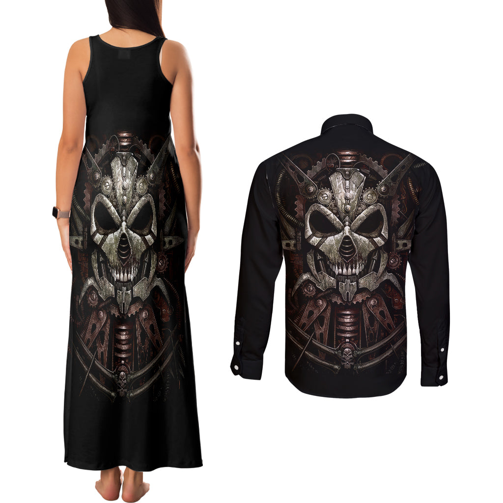 unveiling-the-mechanical-skull-couples-matching-tank-maxi-dress-and-long-sleeve-button-shirts-cybernetic-enigma