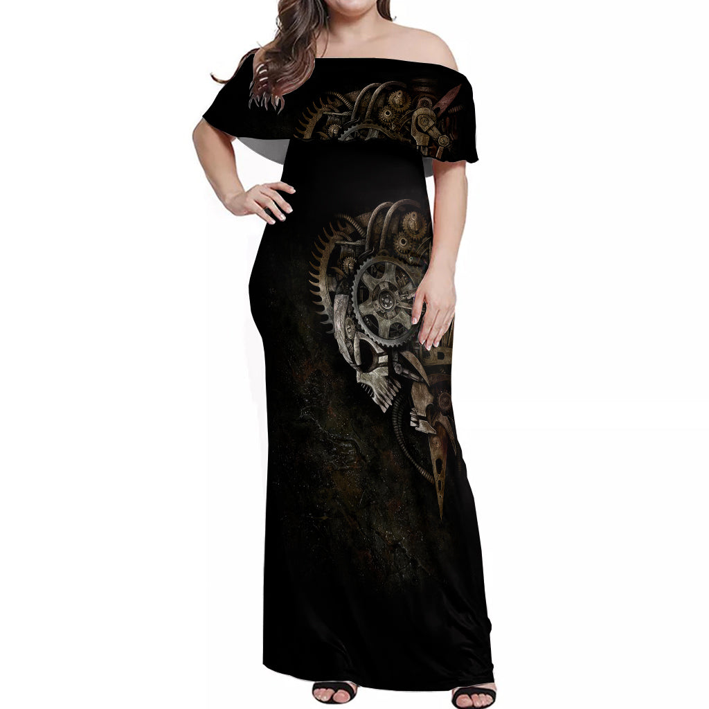 unveiling-the-mechanical-skull-off-shoulder-maxi-dress-cybernetic-enigma