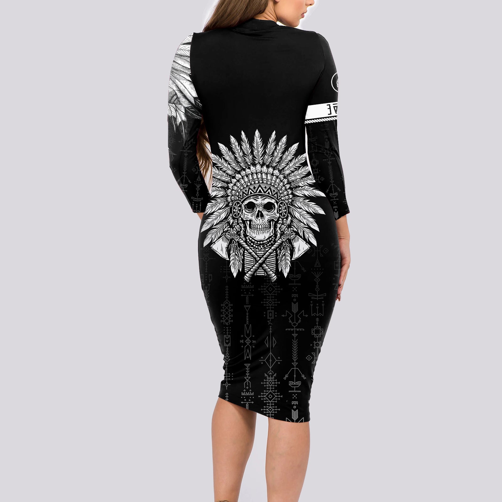 skull-long-sleeve-bodycon-dress-chief-skeleton