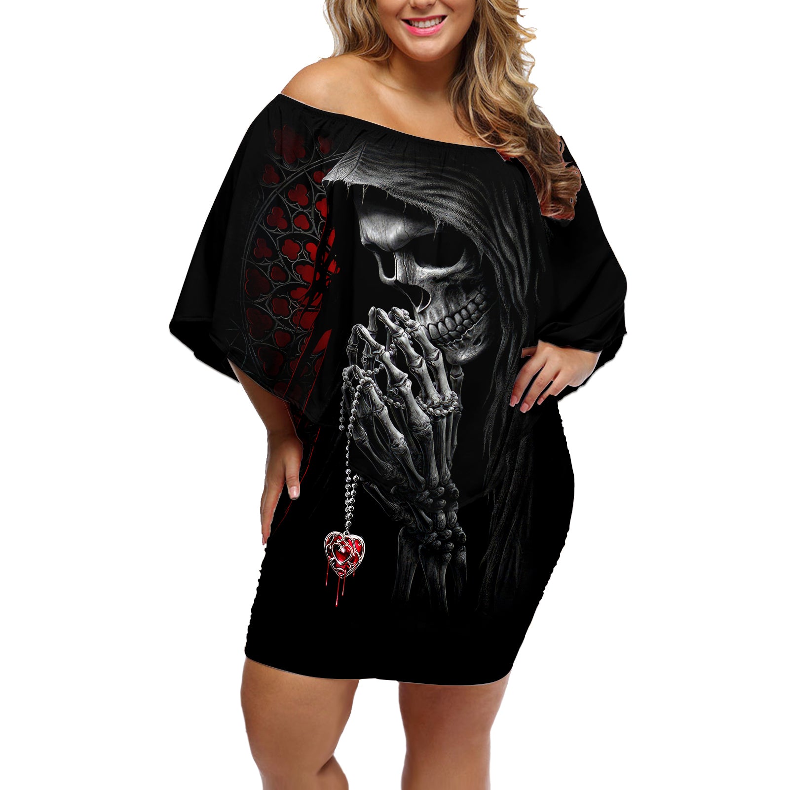 skull-off-shoulder-short-dress-death-angel-in-love