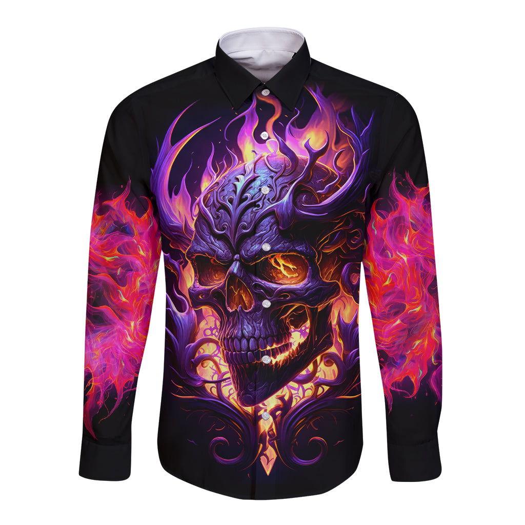 skull-long-sleeve-button-shirt-purple-skull-fire