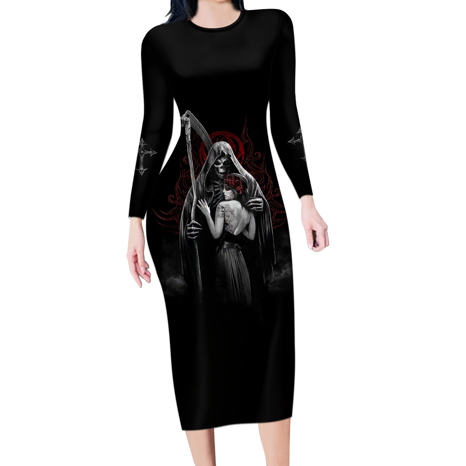skull-long-sleeve-bodycon-dress-death-angel-and-da-de-muertos-girl