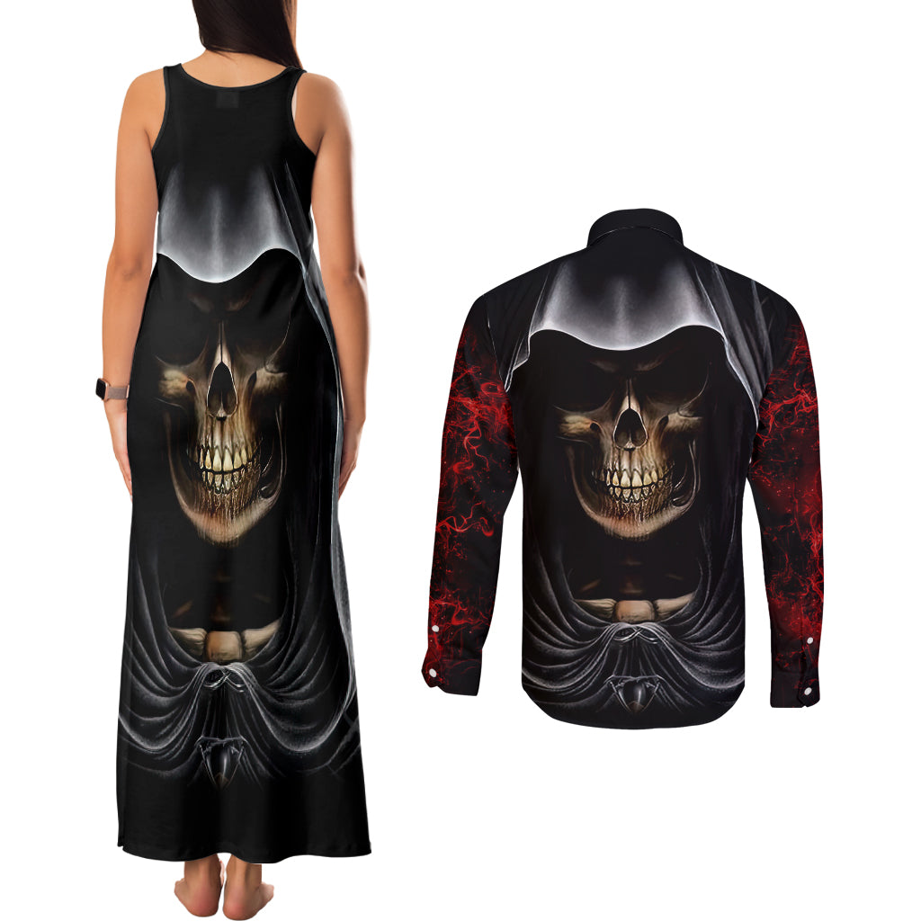 skull-couples-matching-tank-maxi-dress-and-long-sleeve-button-shirts-double-skull-and-death-angel