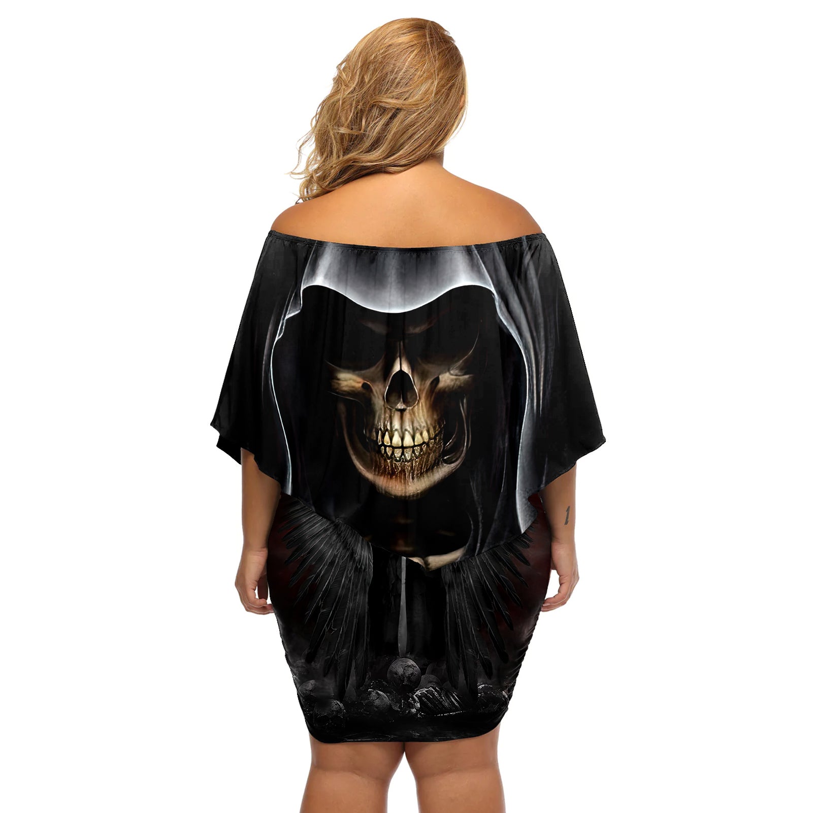 skull-off-shoulder-short-dress-double-skull-and-death-angel