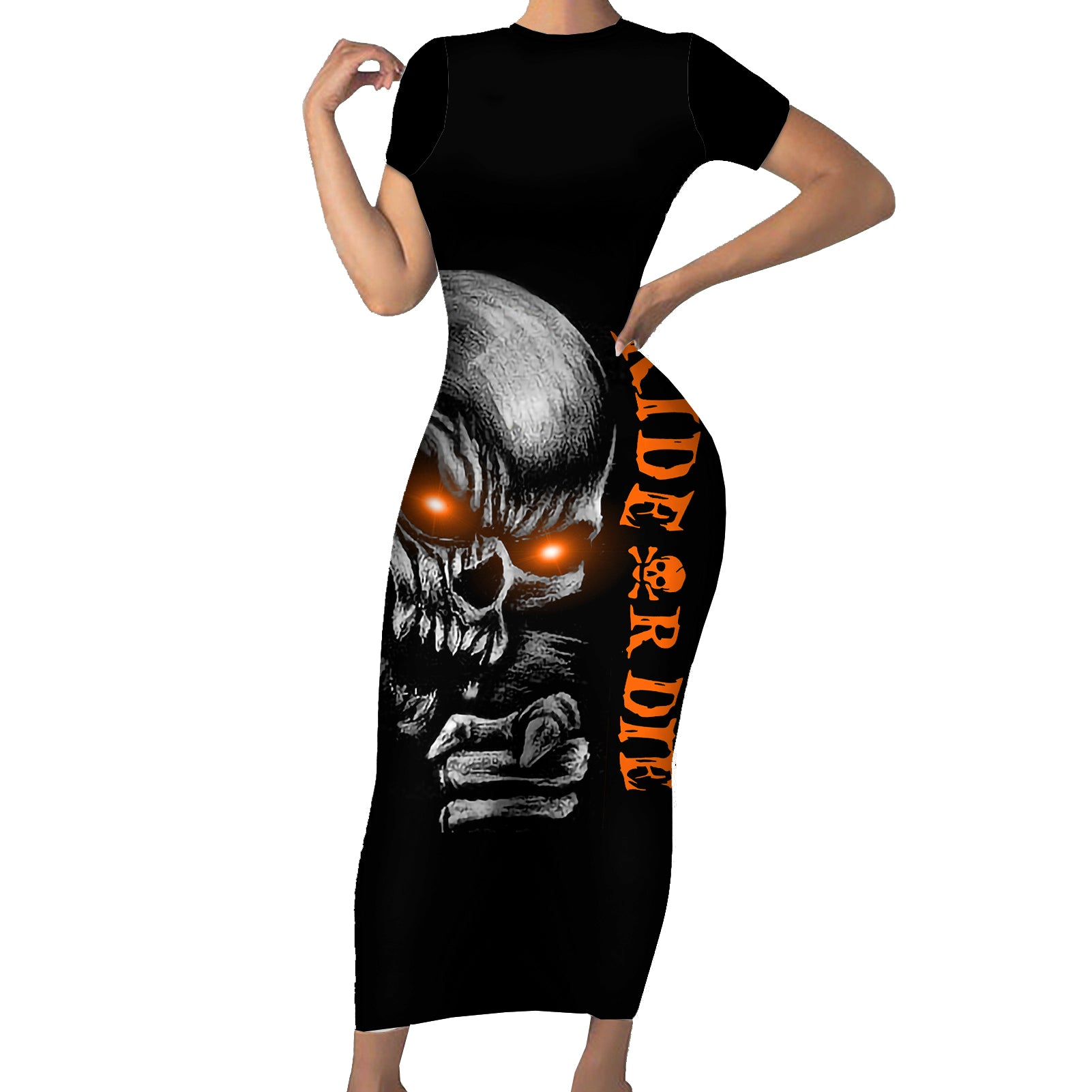skull-short-sleeve-bodycon-dress-ride-or-die