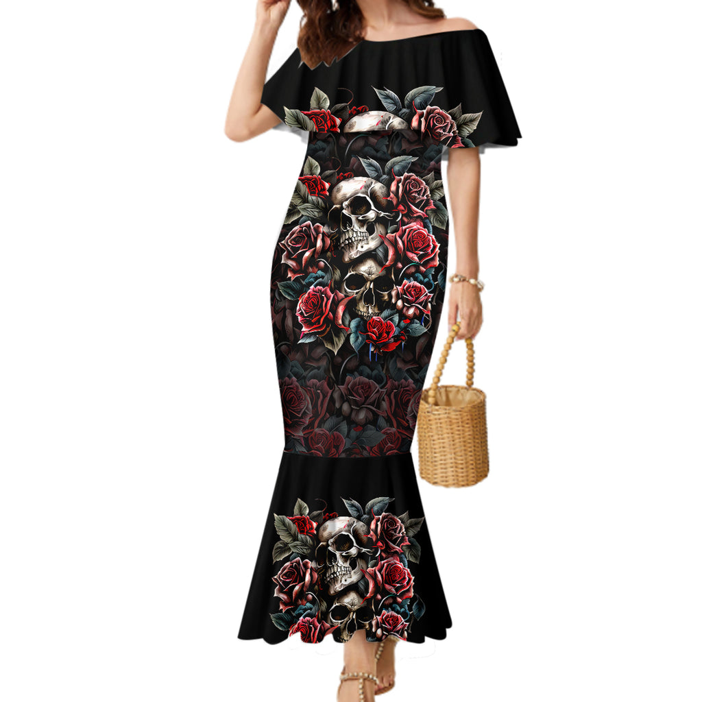 skull-mermaid-dress-red-rose