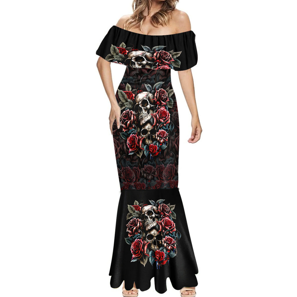 skull-mermaid-dress-red-rose