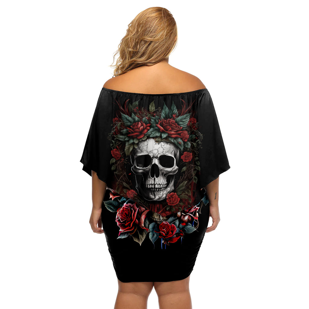 skull-off-shoulder-short-dress-red-rose