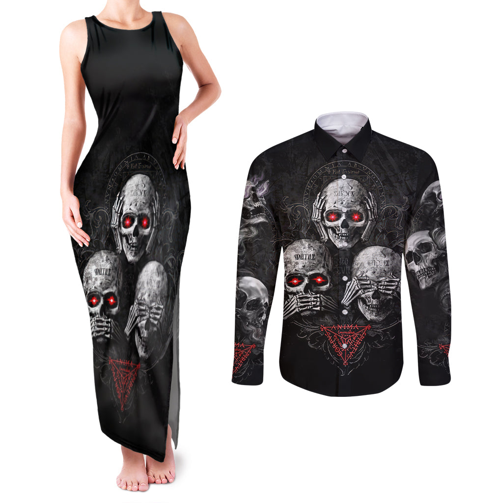 skull-couples-matching-tank-maxi-dress-and-long-sleeve-button-shirts-no-see-no-hear-no-speak-evil