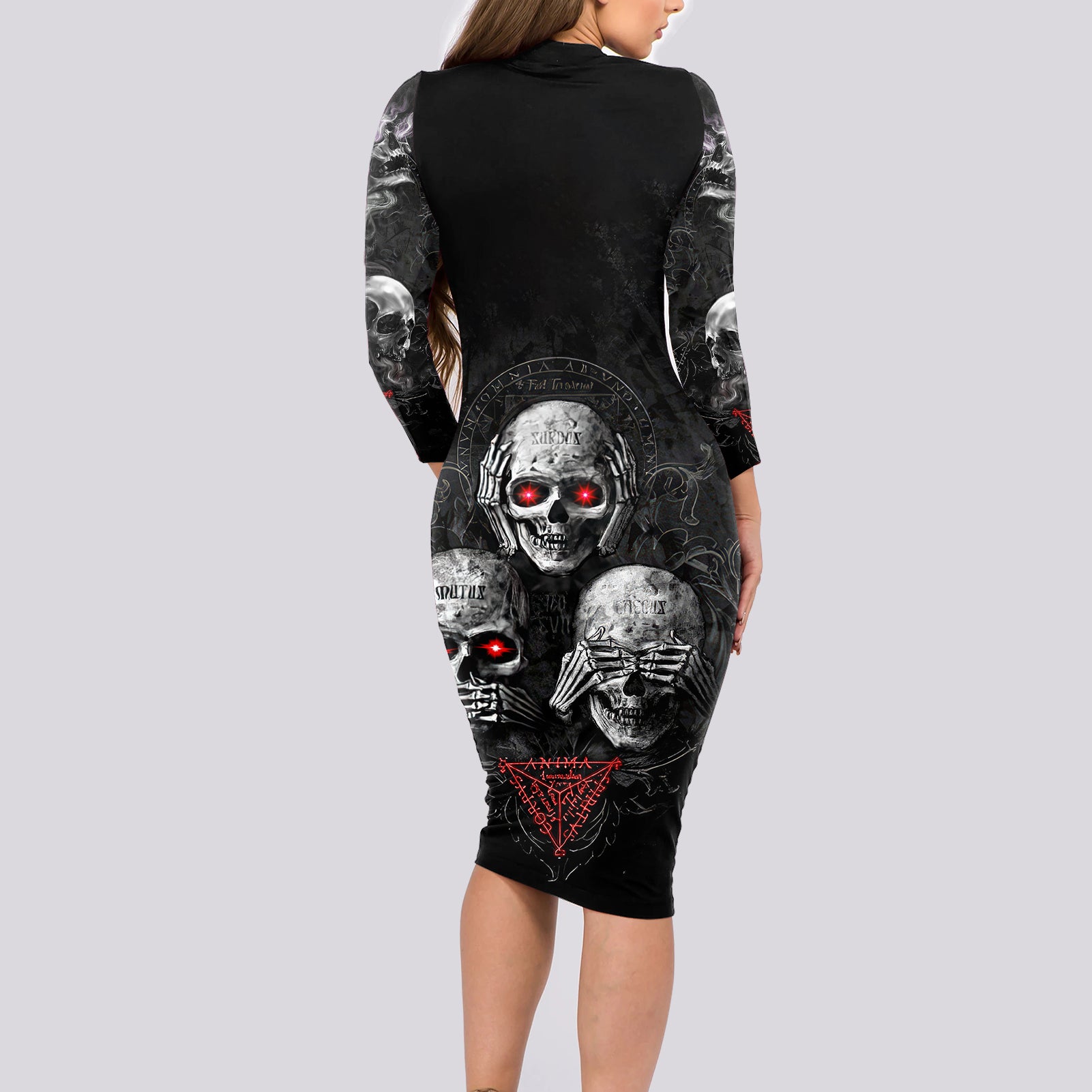 skull-long-sleeve-bodycon-dress-no-see-no-hear-no-speak-evil