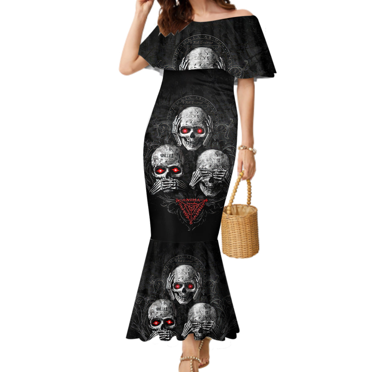 skull-mermaid-dress-no-see-no-hear-no-speak-evil