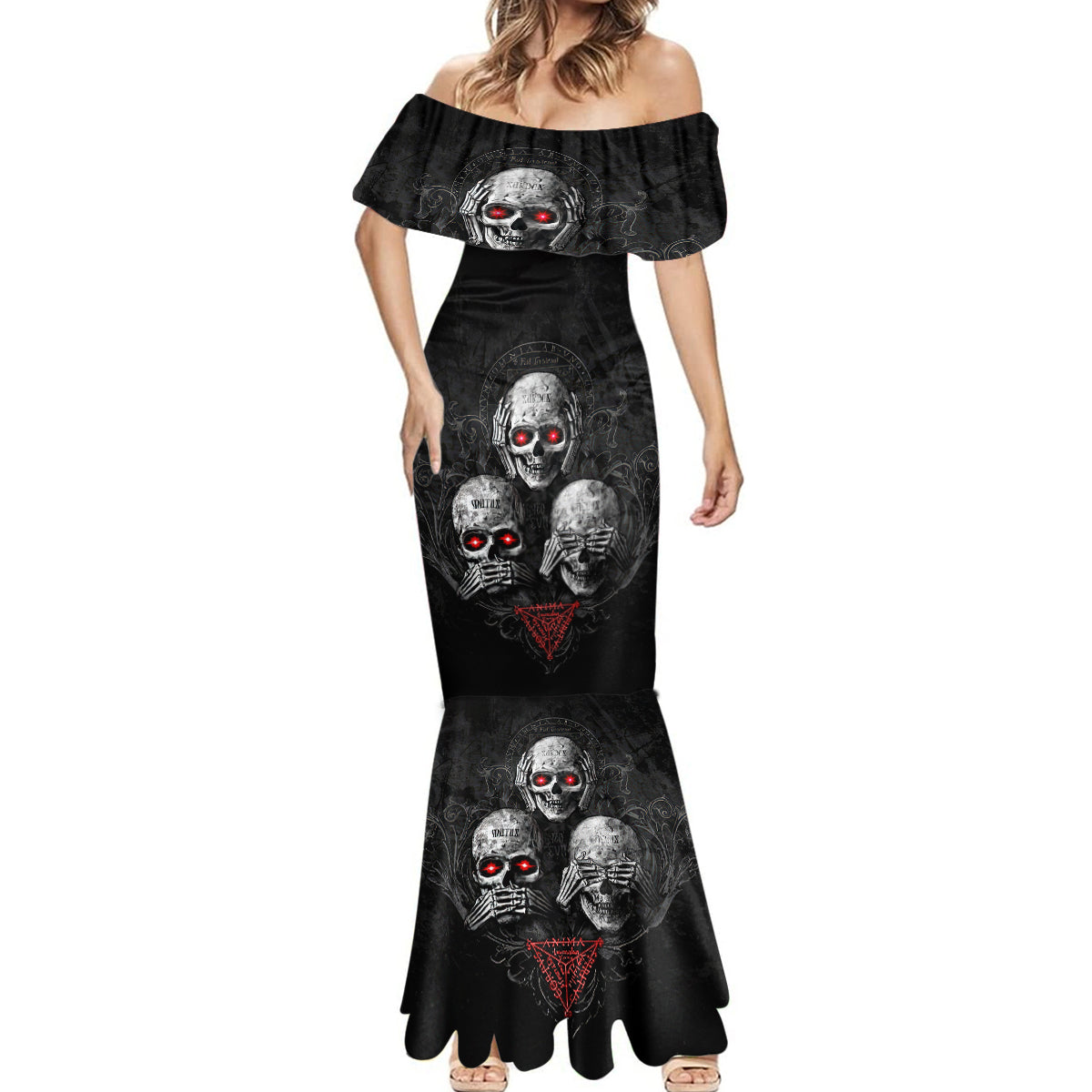skull-mermaid-dress-no-see-no-hear-no-speak-evil