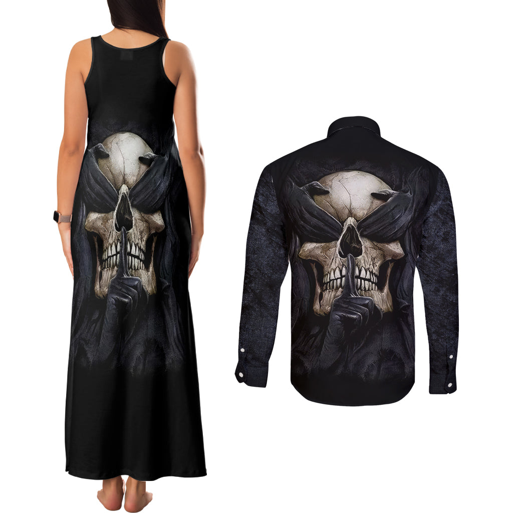 skull-couples-matching-tank-maxi-dress-and-long-sleeve-button-shirts-no-see-evil-red-rose-jean