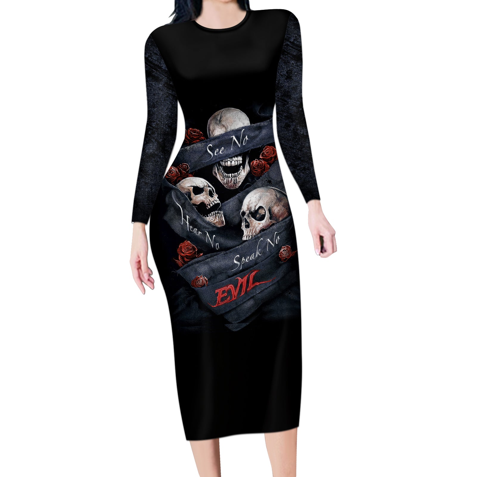 skull-long-sleeve-bodycon-dress-no-see-evil-red-rose-jean