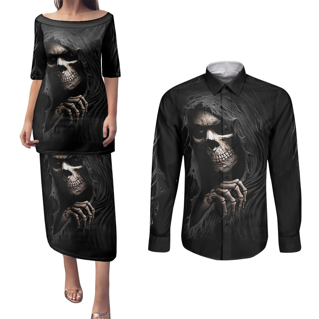 skull-couples-matching-puletasi-dress-and-long-sleeve-button-shirts-evil-skeleton-look-inside