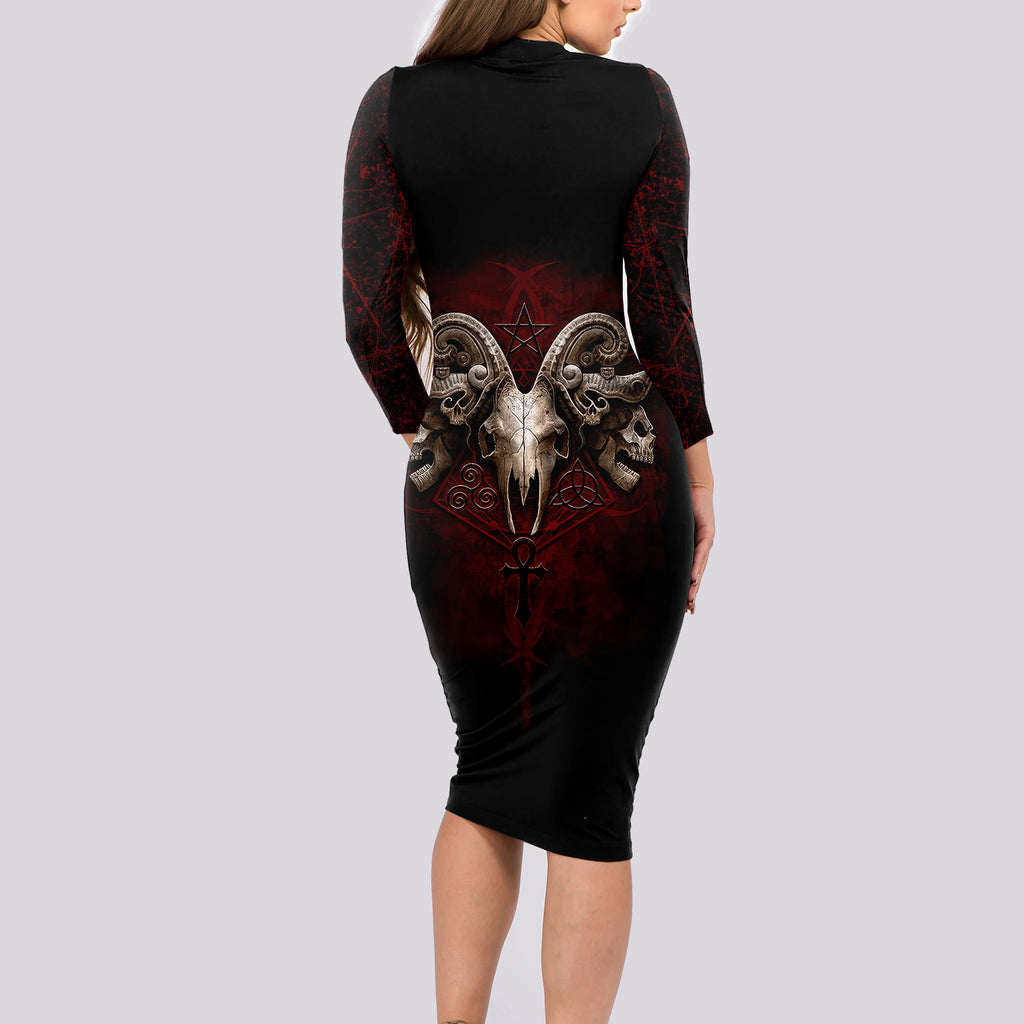 skull-long-sleeve-bodycon-dress-boy-band-queen