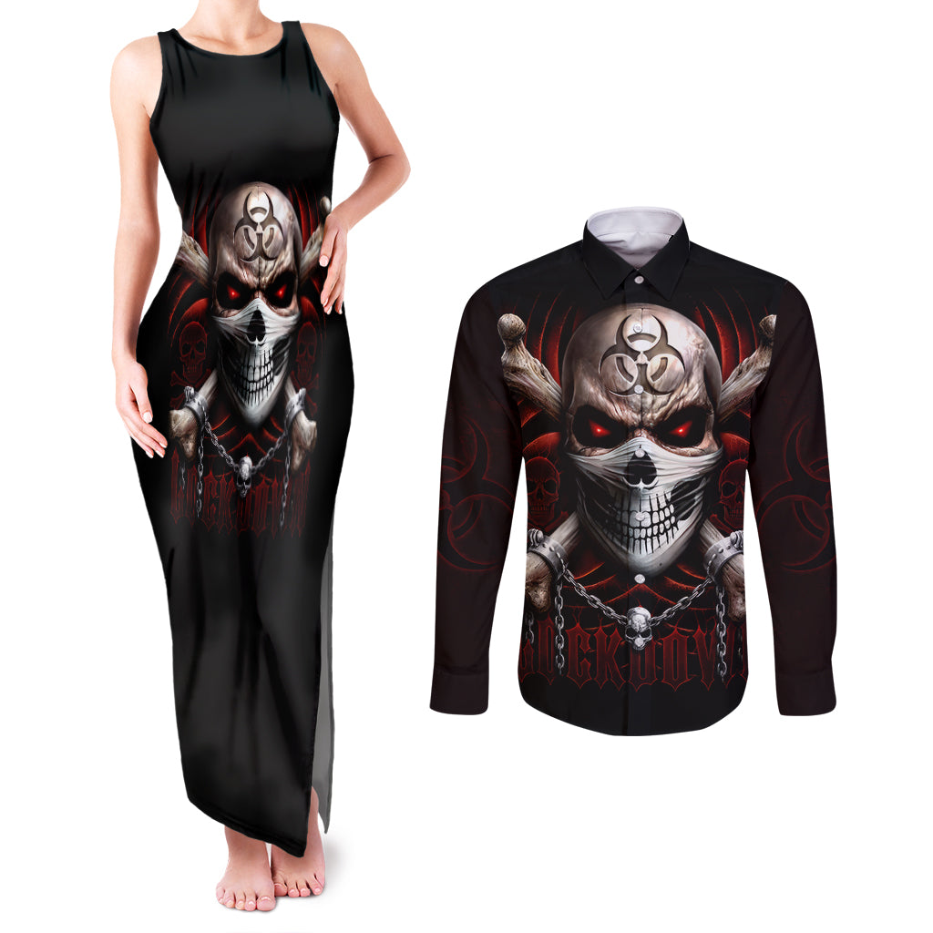 skull-couples-matching-tank-maxi-dress-and-long-sleeve-button-shirts-blood-skull-survivor