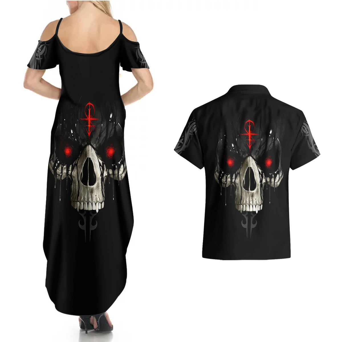 skull-couples-matching-summer-maxi-dress-and-hawaiian-shirt-black-reaper