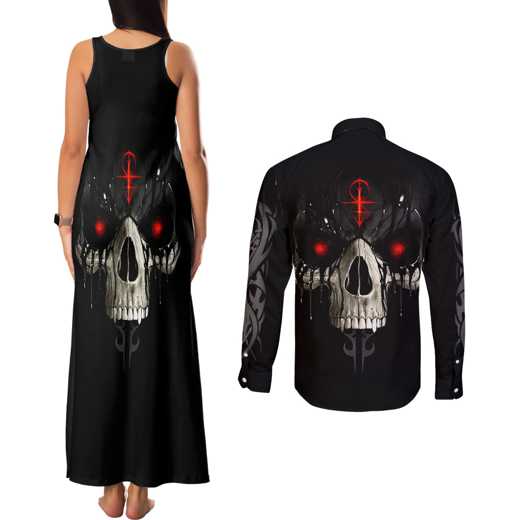 skull-couples-matching-tank-maxi-dress-and-long-sleeve-button-shirts-black-reaper